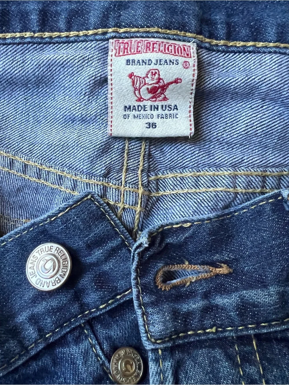True Religion Jack Jeans Dark Wash 36x34 Flap Pocket